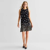 Marc New York Womens Round Neck Sleeveless Floral Shift Dress