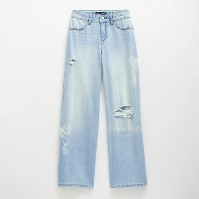 Vanilla Star Big Kid Girls Distressed Bow Wide Leg Jean