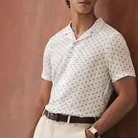 J. Ferrar Linen Blend Mens Short Sleeve Camp Shirt