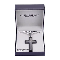 J.P. Army Men's Jewelry Stainless Steel 24 Inch Cable Cross Pendant Necklace