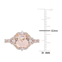 Womens Diamond Accent Genuine Pink Morganite 14K Gold Cocktail Ring