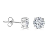 3/4 CT. T.W. Natural White Diamond Sterling Silver 6.4mm Stud Earrings