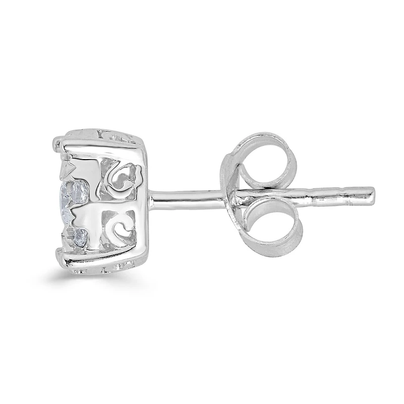 3/4 CT. T.W. Natural White Diamond Sterling Silver 6.4mm Stud Earrings