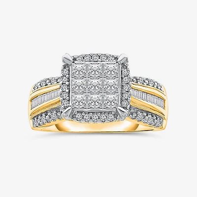 Womens 1 CT. T.W. Natural White Diamond 14K Gold Engagement Ring