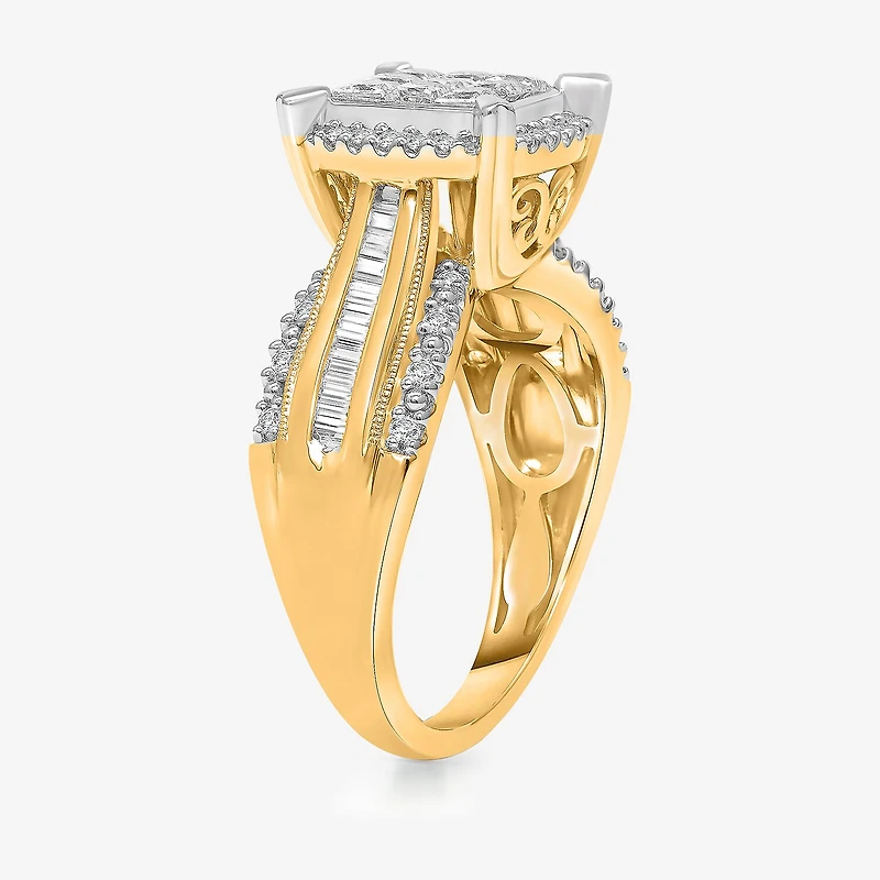 Womens 1 CT. T.W. Natural White Diamond 14K Gold Engagement Ring