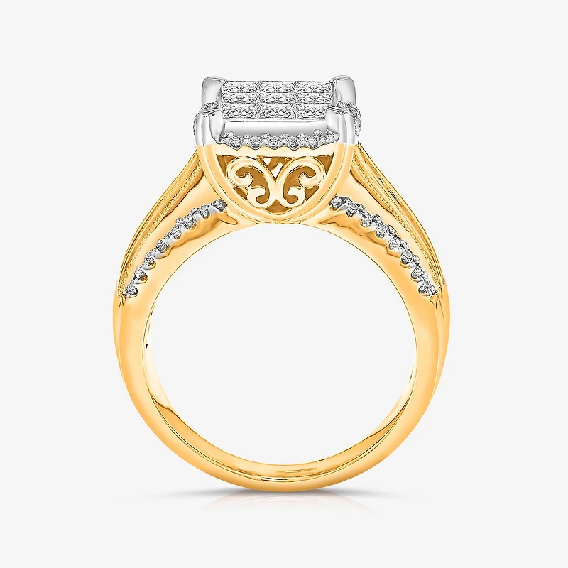 Womens 1 CT. T.W. Natural White Diamond 14K Gold Engagement Ring