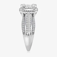(I / I1) Womens 1 CT. T.W. Lab Grown White Diamond 10K Gold Side Stone Halo Engagement Ring