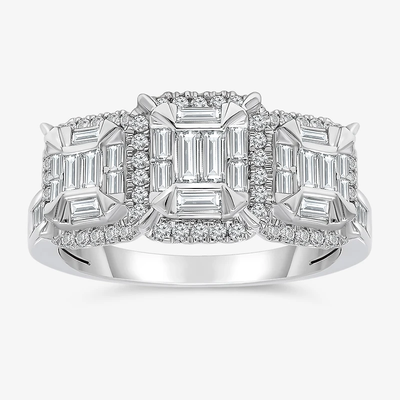 (I / I1) Womens 1 CT. T.W. Lab Grown White Diamond 10K Gold 3-Stone Engagement Ring