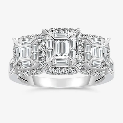 (I / I1) Womens 1 CT. T.W. Lab Grown White Diamond 10K Gold 3-Stone Engagement Ring