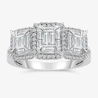 (I / I1) Womens 1 CT. T.W. Lab Grown White Diamond 10K Gold 3-Stone Engagement Ring
