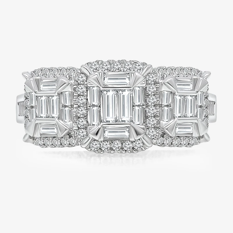 (I / I1) Womens 1 CT. T.W. Lab Grown White Diamond 10K Gold 3-Stone Engagement Ring