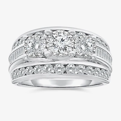 Love Lives Forever (I / I1) Womens 2 CT. T.W. Lab Grown White Diamond 10K Gold Round 3-Stone Engagement Ring