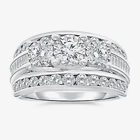 Love Lives Forever (I / I1) Womens 2 CT. T.W. Lab Grown White Diamond 10K Gold Round 3-Stone Engagement Ring