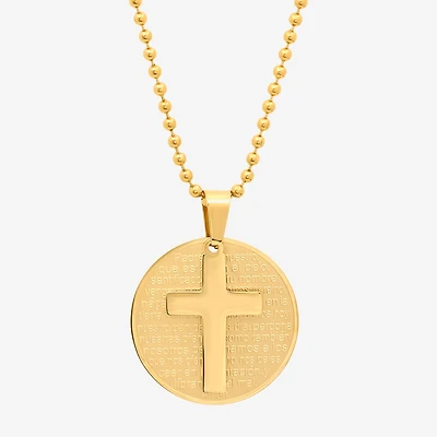 Steeltime Mens 18K Gold Over Stainless Steel Hypoallergenic 24 Inch Pendant Necklace