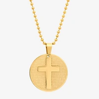 Steeltime Mens 18K Gold Over Stainless Steel Hypoallergenic 24 Inch Pendant Necklace