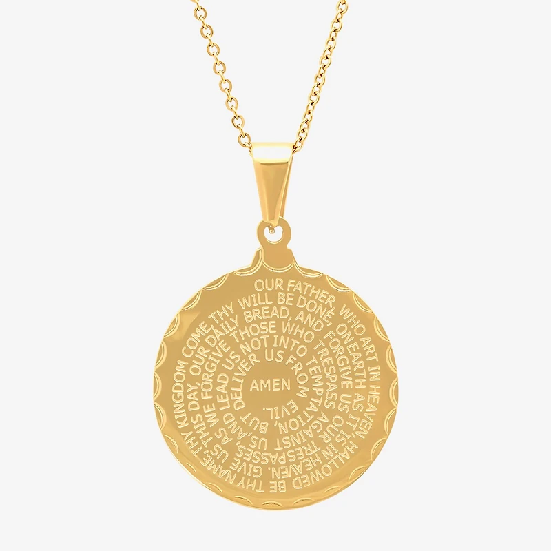 Steeltime Mens 18K Gold Over Stainless Steel Round Hypoallergenic 24 Inch Pendant Necklace