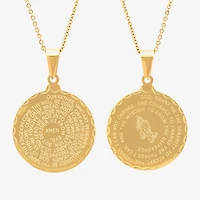 Steeltime Mens 18K Gold Over Stainless Steel Round Hypoallergenic 24 Inch Pendant Necklace