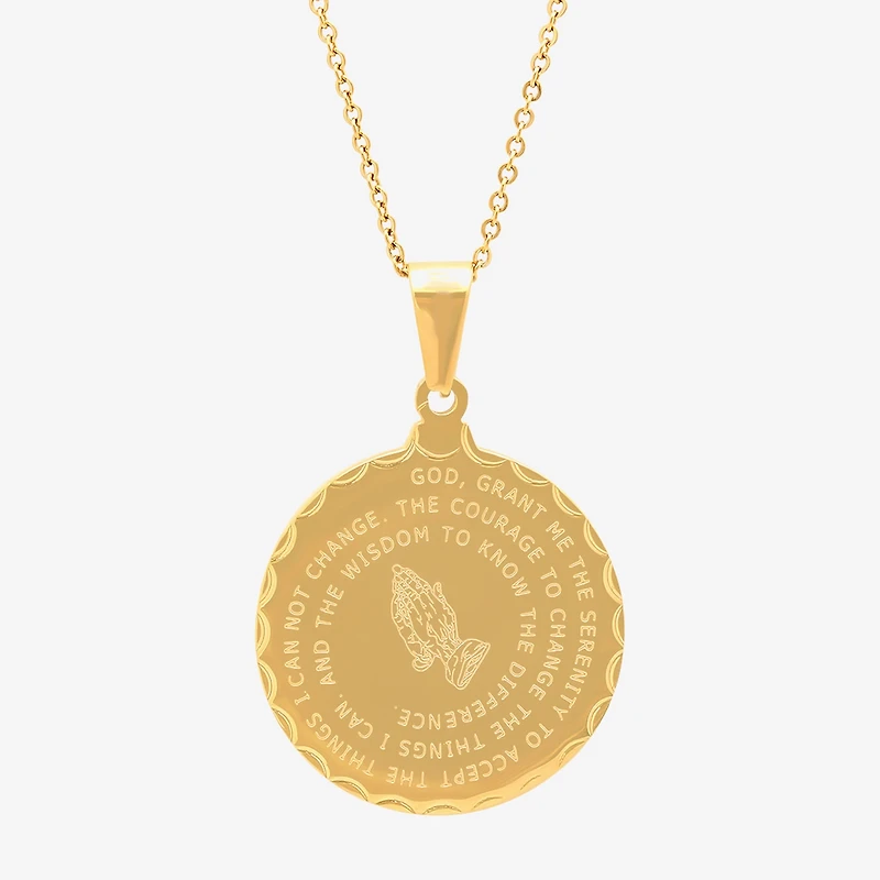 Steeltime Mens 18K Gold Over Stainless Steel Round Hypoallergenic 24 Inch Pendant Necklace