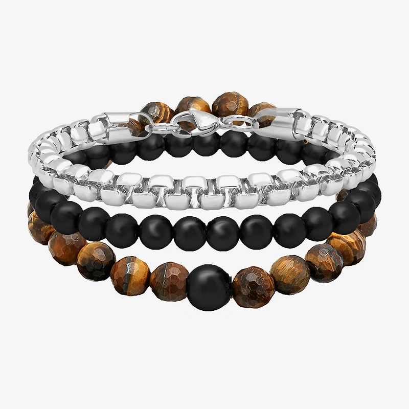 Steeltime Mens 3-pc. Stainless Steel Hypoallergenic Bracelet Set