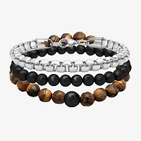 Steeltime Mens 3-pc. Stainless Steel Hypoallergenic Bracelet Set