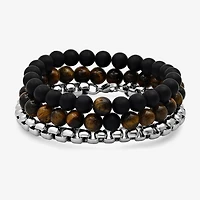 Steeltime Mens 3-pc. Stainless Steel Hypoallergenic Bracelet Set