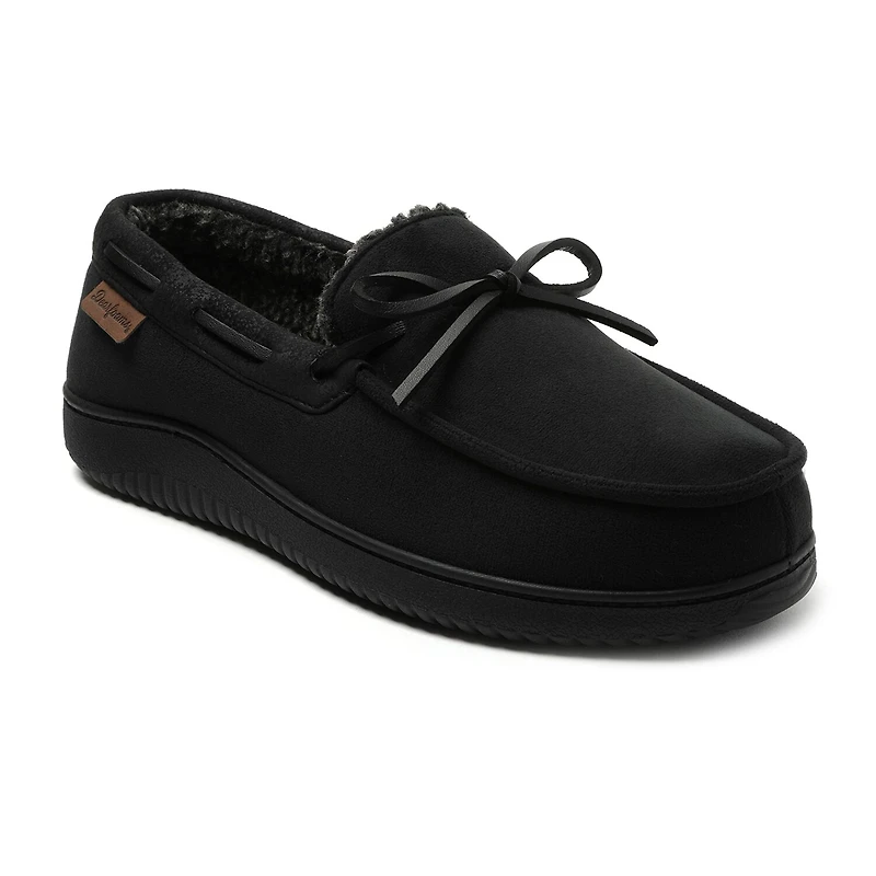 Dearfoams Mens Pierce Microsuede Moc with Tie Slippers