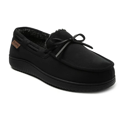 Dearfoams Mens Pierce Microsuede Moc with Tie Slippers