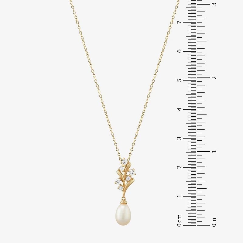 Womens White Cultured Freshwater Pearl 14K Gold Over Silver Sterling Silver 18 Inch Pendant Necklace