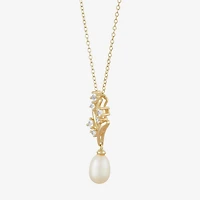 Womens White Cultured Freshwater Pearl 14K Gold Over Silver Sterling Silver 18 Inch Pendant Necklace