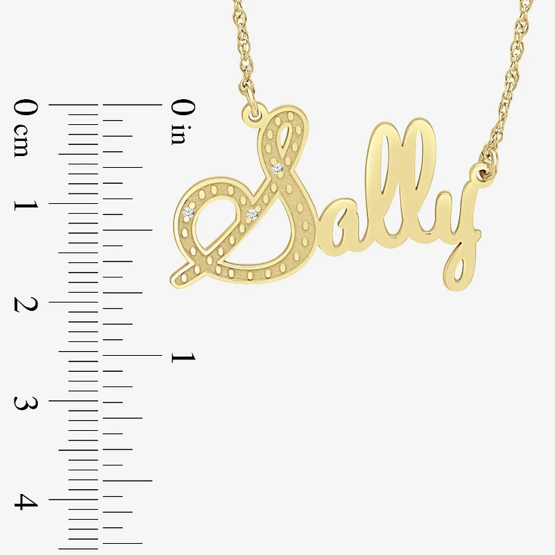 Womens Diamond Accent Natural White Diamond 10K White Gold 18 Inch Name Necklace
