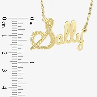 Womens Diamond Accent Natural White Diamond 10K White Gold 18 Inch Name Necklace