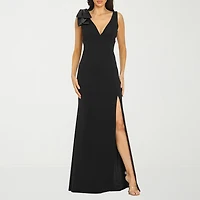 Premier Amour Womens V Neck Sleeveless Evening Gown
