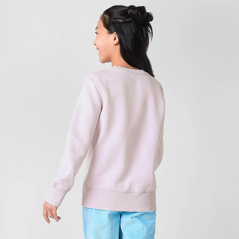 Thereabouts Little & Big Kid Girls Round Neck Fleece Long Sleeve Sweatshirt