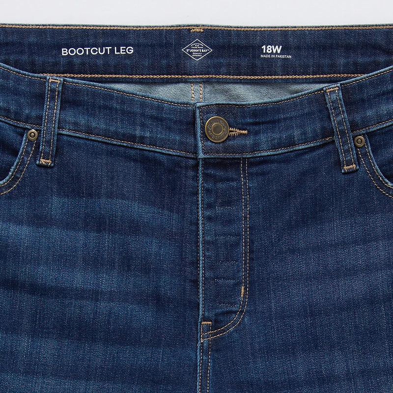 St. John's Bay Womens Plus Mid Rise Adaptive Bootcut Easy-on + Easy-off Jean