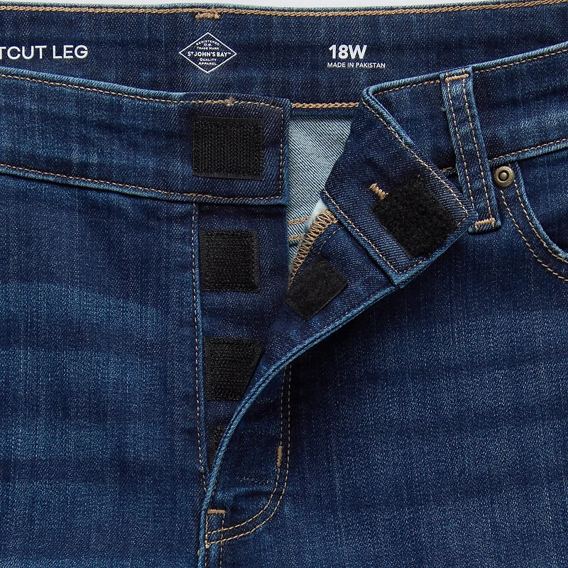 St. John's Bay Womens Plus Mid Rise Adaptive Bootcut Easy-on + Easy-off Jean