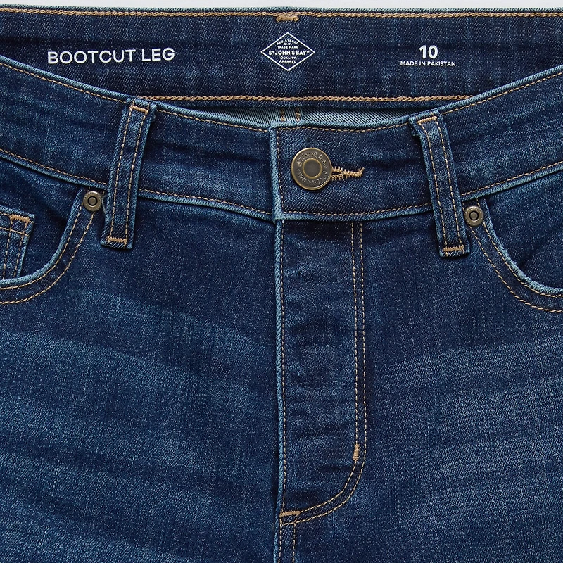 St. John's Bay Womens Mid Rise Adaptive Bootcut Easy-on + Easy-off Jean