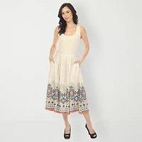 White Mark Womens Easy-on + Easy-off Midi Pleated Skirt