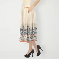 White Mark Womens Easy-on + Easy-off Midi Pleated Skirt