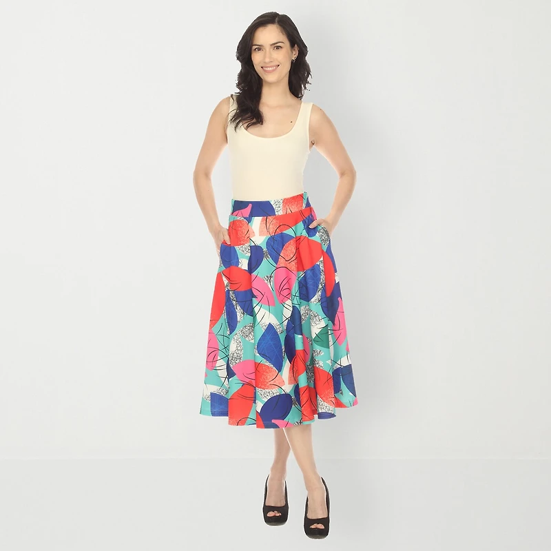 White Mark Womens Easy-on + Easy-off Midi Pleated Skirt