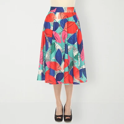 White Mark Womens Easy-on + Easy-off Midi Pleated Skirt