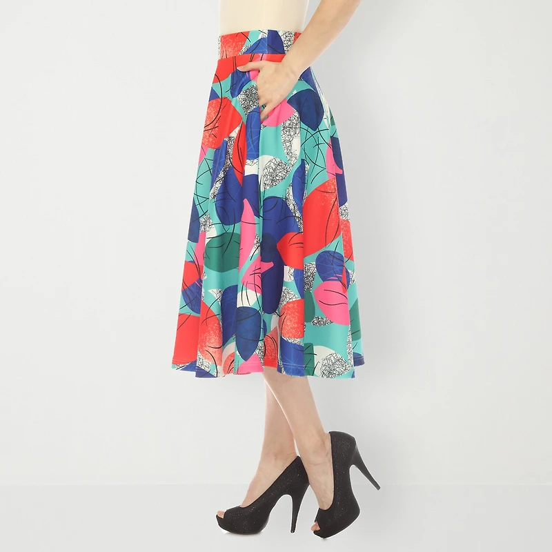 White Mark Womens Easy-on + Easy-off Midi Pleated Skirt