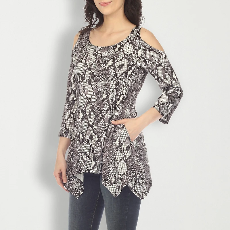 White Mark Womens Scoop Neck 3/4 Sleeve Tunic Top