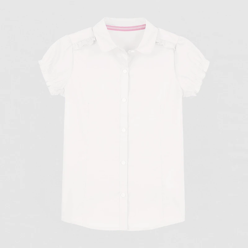 IZOD Little & Big Kid Girls Short Sleeve Regular Fit Stretch Fabric Button-Down Shirt