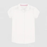 IZOD Little & Big Kid Girls Short Sleeve Regular Fit Stretch Fabric Button-Down Shirt