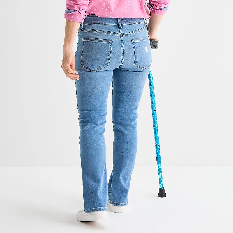 St. John's Bay Womens Mid Rise Adaptive Bootcut Easy-on + Easy-off Jean