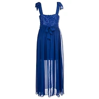 Speechless Big Kid Girls Short Sleeve Cap Maxi Dress