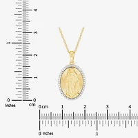 Limited Quantities! Miraculous Medal Womens 1/10 CT. T.W. Natural White Diamond 14K Gold Over Silver Oval 20 Inch Pendant Necklace