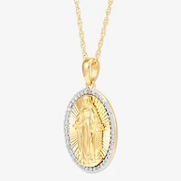 Limited Quantities! Miraculous Medal Womens 1/10 CT. T.W. Natural White Diamond 14K Gold Over Silver Oval 20 Inch Pendant Necklace