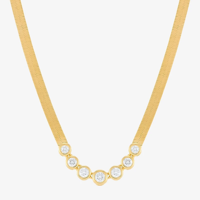 Limited Quantities! Womens White Diamond 14K Gold Over Silver 18 Inch Chevron Necklace