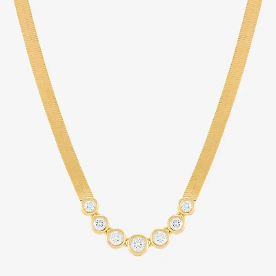 Limited Quantities! Womens White Diamond 14K Gold Over Silver 18 Inch Chevron Necklace